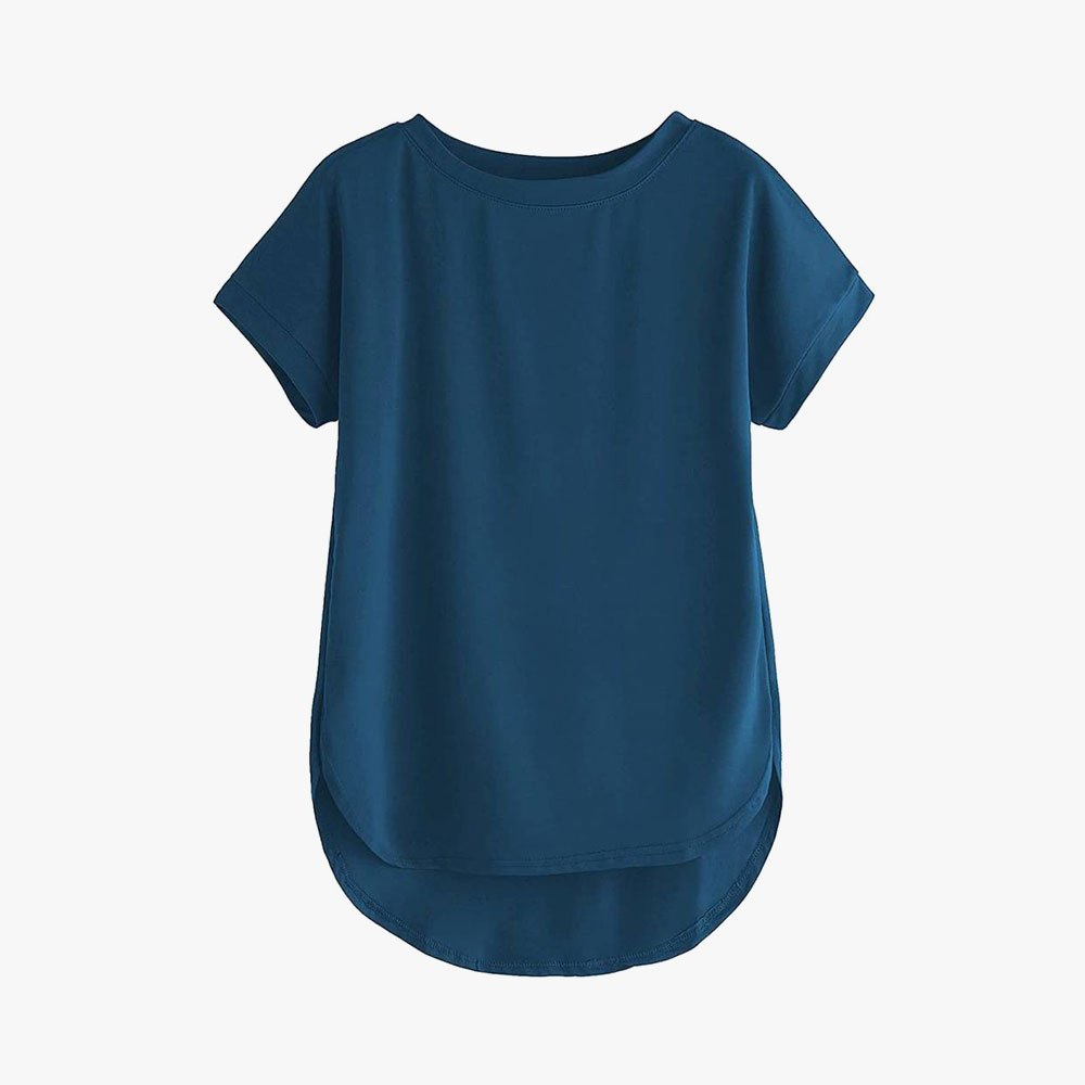 Women Solid Round Neck Cotton T-Shirt - Image 5