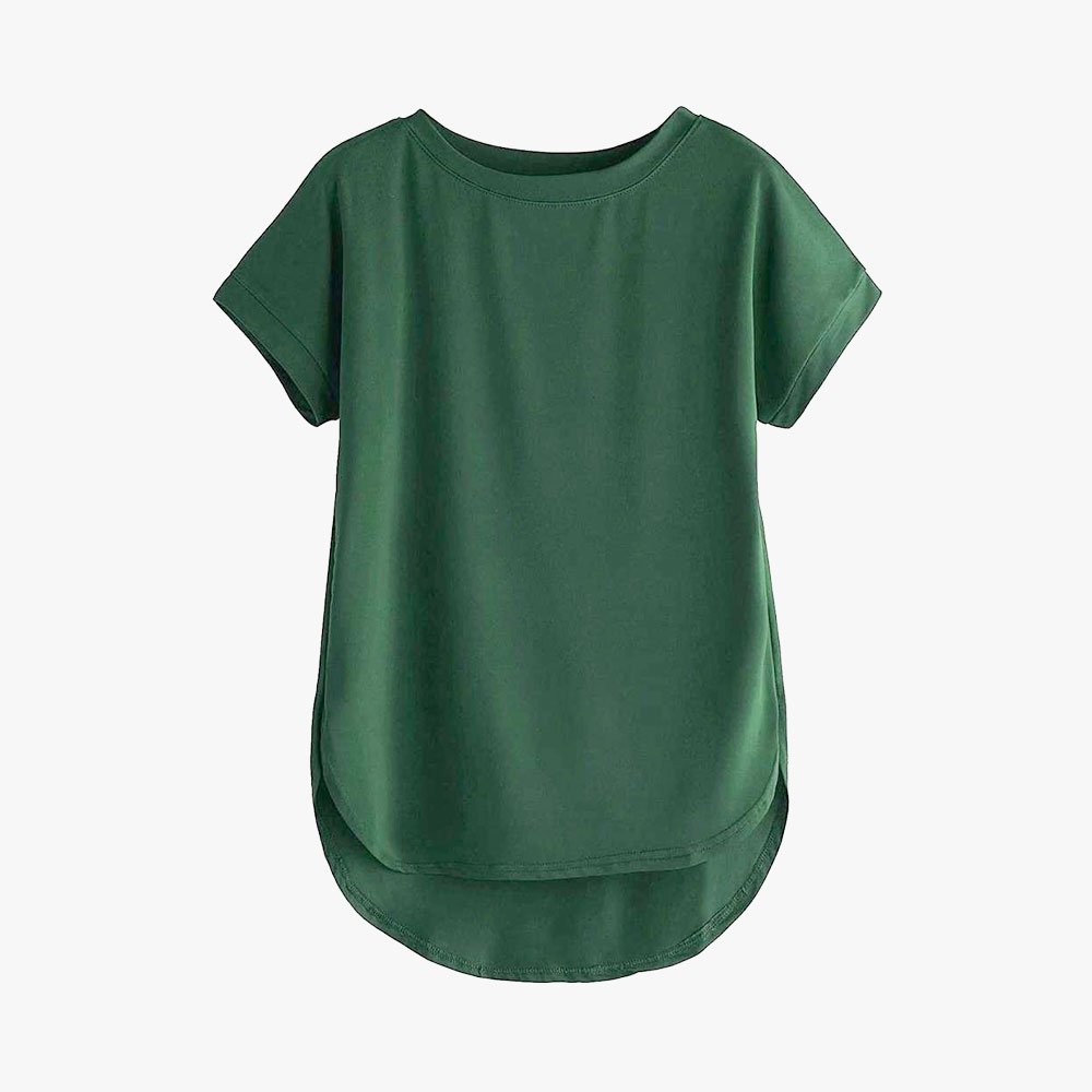 Women Solid Round Neck Cotton T-Shirt - Image 9