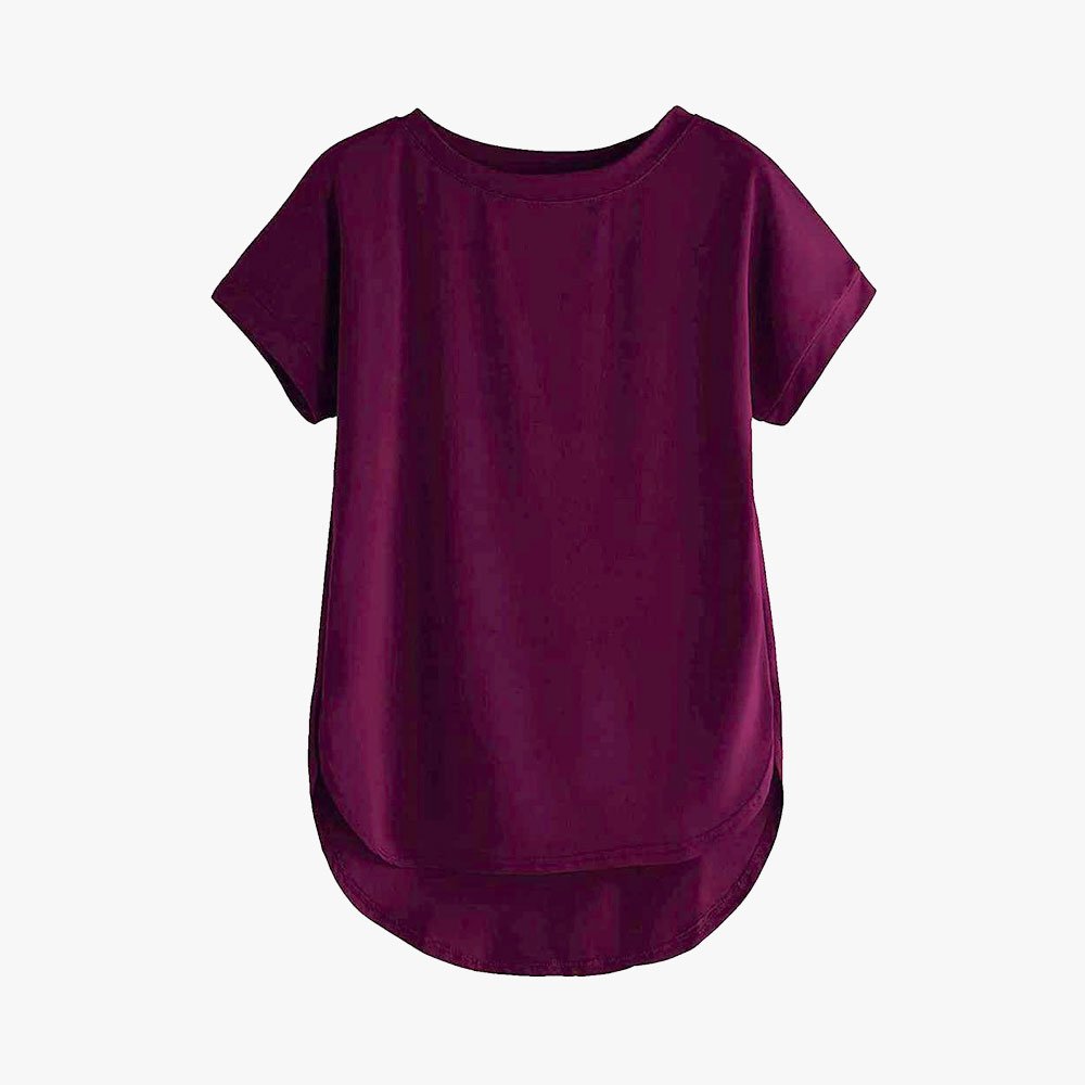 Women Solid Round Neck Cotton T-Shirt - Image 13