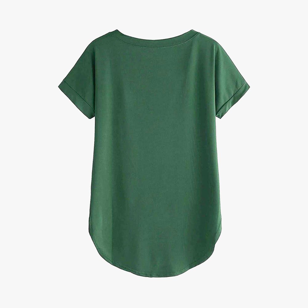 Women Solid Round Neck Cotton T-Shirt - Image 10