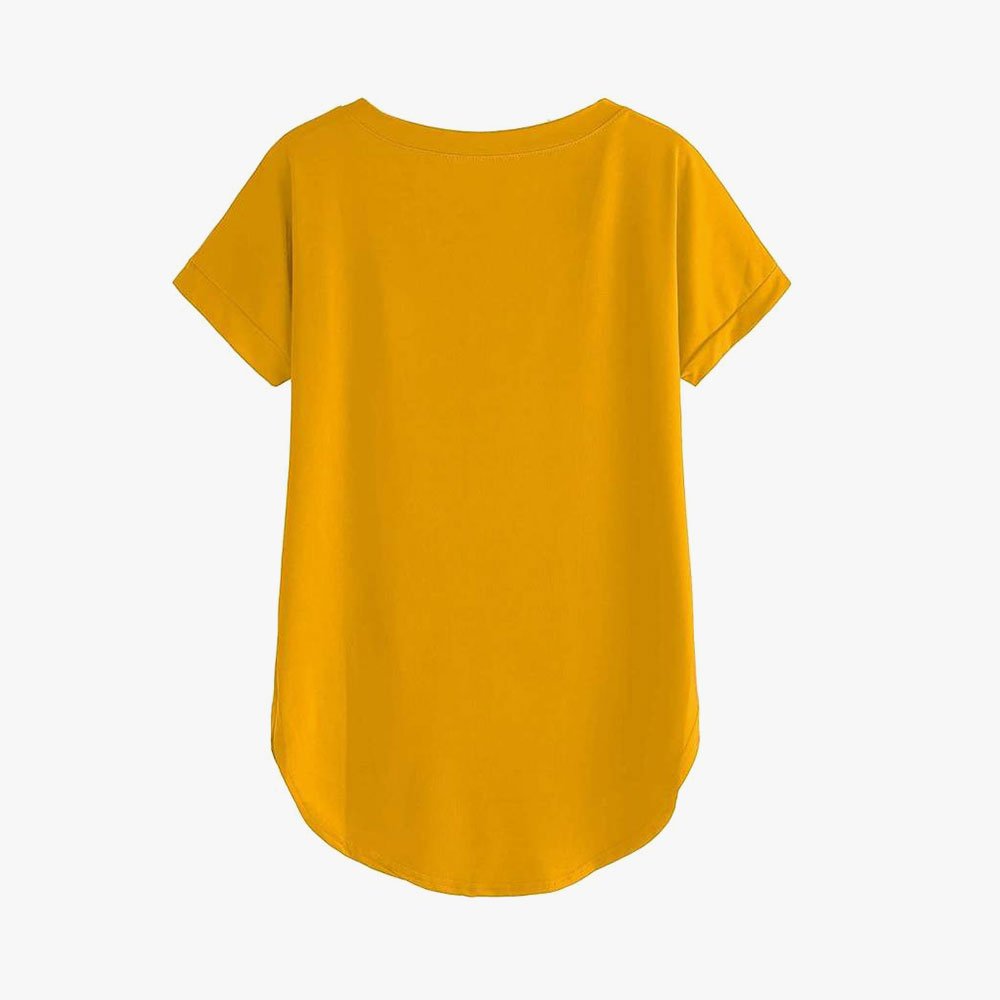 Women Solid Round Neck Cotton T-Shirt - Image 2